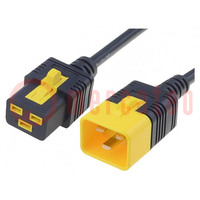 Kabel; 3x1,5mm2; IEC C19 weiblich,IEC C20 männlich; PVC; 2m; 16A