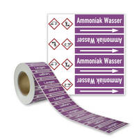 SafetyMarking Rohrleitungsband, Ammoniak Wasser, violett, DIN 2403, Länge 33m