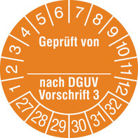 Prüfplakette, Geprüft von_ nach DGUV Vorschrift 3,500 Stück/Rolle, 3,0 cm, 20-25 Version: 27-32 - Prüfplakette 2027-2032