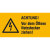 Achtung vor dem Öffnen Netzstecker Warnschild, Folie, 5,2 x 2,6cm DIN EN ISO 7010 W012 + Zusatztext ASR A1.3 W012 + Zusatztext
