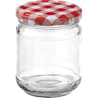 Produktbild zu Vorratsglas 6-tlg., rund, Karo-Rot-Deckel, Inhalt 0,212 Liter, TO: 63