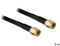 DeLOCK RP-SMA - RP-SMA, 5m coax-kabel Zwart
