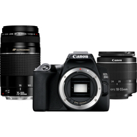 Canon EOS 250D + EF-S 18-55mm f/3.5-5.6 III + EF 75-300mm f/4-5.6 III SLR-Kamera-Set 24,1 MP CMOS 6000 x 4000 Pixel Schwarz