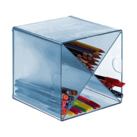 Cubo Archivo 2000 con división en X azul translúcido