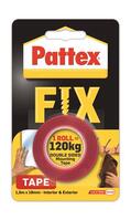 Ragasztószalag, kétoldalas, 19 mm x 1,5 m, HENKEL "Pattex Fix 120 kg", piros