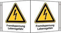 Winkelschild - Warnung vor elektrischer Spannung, Fremdspannung Lebensgefahr