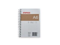 Staples Spiraalblok A6, Gelinieerd, Blauw (pak 5 x 100 vel)