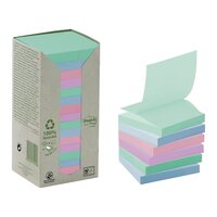 Post-it® Recycling Z-Notes, farbig, 76 x 76 mm, 16 Blöcke à 100 Blatt