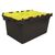 Recycled 80 litre attached lid containers - black base / yellow lid