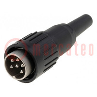 Connector: DIN; plug; male; PIN: 6; straight; for cable; soldering