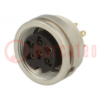 Connector: M16; socket; female; soldering; PIN: 6; 5A; 250V; IP40