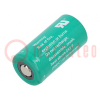 Battery: lithium; 3V; 2/3AA,2/3R6; 1600mAh; non-rechargeable