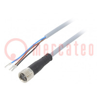 Cable de conexión; M8; PIN: 3; recto; 2,5m; enchufe; 60VAC; 3A; 60VDC