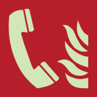 Brandschutzschild - Brandmeldetelefon, Rot, 20 x 20 cm, Aluminium, B-7590