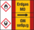Rohrmarkierungsband mit Gefahrenpiktogramm - Erdgas MD, Rot/Gelb, Selbstklebend