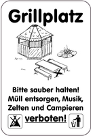 Modellbeispiel: Sonderschild, Grillplatz, Bitte sauber halten!, Müll entsorgen ... (Art. 15033)