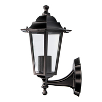 FAROL ALUMINIO Y CRISTAL PARED NEGRO 34x17x11CM 1XE27 EDM MOD. ZURICH IP44 BOMBILLA NO INCLUIDA