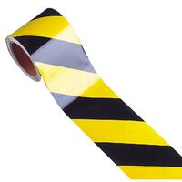 Warnmarkierungsband, gelb/schwarz, Typ A, selbstklebend, 11m auf Rolle, 5cm breit Version: 02 - rechtsweisend