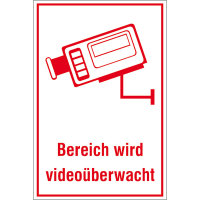 Video Infozeichen, Bereich wird videoüberwacht, 20,0 x 30,0 cm