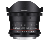Samyang 12mm T3.1 VDSLR Fujifilm X SLR Széles látószögű halszem lencse Fekete