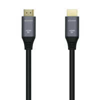 AISENS Cable HDMI V2.1 Ultra Alta Velocidad / HEC 8k@60Hz 48Gbps, A/M-A/M, Gris/Negro, 2.0m