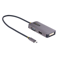 StarTech.com USB C Video Adapter, USB-C auf HDMI DVI VGA Adapter, bis zu 4K 60Hz, Aluminium, Multiport Bildschirmadapter, Thunderbolt 3 & 4 kompatibel, USB Typ-C Reiseadapter