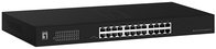 LevelOne Switch 24x GE GEU-2431 19\" Rack Mount Kit Beállítást nem igénylő (unmanaged) Gigabit Ethernet (10/100/1000) 1U Fekete