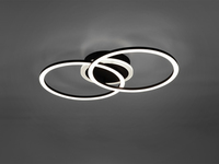 LED Deckenleuchte VENIDA 2 Ringe Schwarz, Stufen Dimmer - 50x30cm