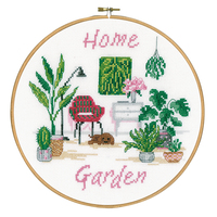 Counted Cross Stitch Kit with Hoop: Home Garden