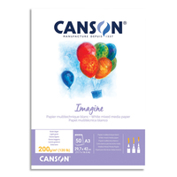 CANSON Bloc de 50 feuilles de papier dessin IMAGINE 200g A3 Blanc