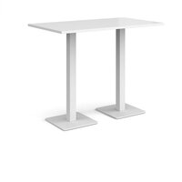 Brescia rectangular poseur table with flat square white bases 1400mm x 800mm - w
