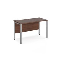 Maestro 25 straight desk 1200mm x 600mm - silver bench leg frame and walnut top