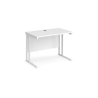 Maestro 25 straight desk 1000mm x 600mm - white cantilever leg frame and white t