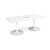 Trumpet base rectangular boardroom table 2000mm x 1000mm with central cutout 272mm x 132mm - white base, white top
