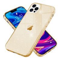 NALIA Glitzer Hülle für iPhone 12 Pro Max, Bling Handy Cover Schutz Glitter Case Gold