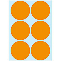 Etiquettes universelles ø 50mm, orange fluo, 144 pcs