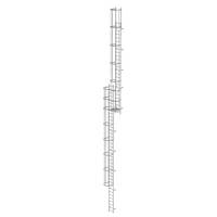 Mehrzügige Steigleiter mit Rückenschutz (Bau) Stahl verzinkt, 17,16m