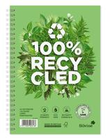 Silvine Premium Recycled A5 Wirebound Card Cover Notebook Ruled 120 Pages Green (Pack 5)