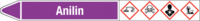 Rohrmarkierer mit Gefahrenpiktogramm - Anilin, Violett, 2.6 x 25 cm, Seton