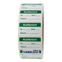 Qualitätssicherung Etiketten, 38 x 23 mm, Kalibriert am/durch, 1.000 Etiketten, Polyethylen grün weiß, ablösbar