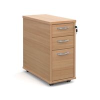Office tall mobile pedestal drawers - delivery and install - standard width, beech