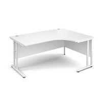 Traditional ergonomic desks - delivered and installed - white frame, white top, right hand, 1600mm