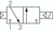 Schaltsymbol: 3/2-Wege Magnetventil, stromlos geschlossen (NC), Luftfederrückstellung