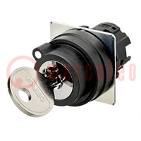Switch: rotary with key; 22mm; Stabl.pos: 1; black; none; A22NZ