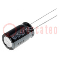 Condensator: elektrolytisch; THT; 1000uF; 16VDC; Ø10x16mm; ±20%