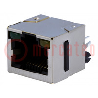 Connecteur: RJ45; socle; Cat: 5; blindés,avec diode LED; THT; droit