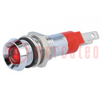 Indicator: LED; recessed; red; 24÷28VDC; 24÷28VAC; Ø8.2mm; IP67