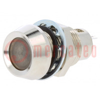 Spia: LED; concava; bianco freddo; 24÷28VDC; Ø12,7mm; IP67; ottone