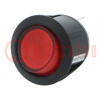 ROCKER; DPST; Pos: 2; ON-OFF; 10A/250VAC; red; neon lamp; 230V; round