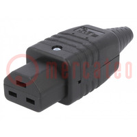 Connector: AC supply; plug; female; 16A; 250VAC; IEC 60320; black